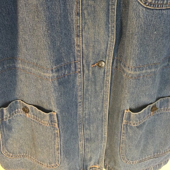 Denim & Co Womens L Jean Jacket Zipper-Front with3- Buttons  Pockets Draw String - Picture 6 of 14